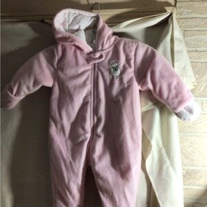 child of mine Pink Hooded Fleece Footed One-Piece